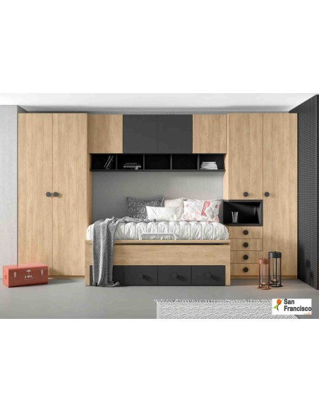 cama compacta juvenil de 90x190cm y 90x180cm de buena calidad y económica
