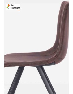 Silla de diseño Industrial tapizado en tejido envejecido color marrón chocolate. 2