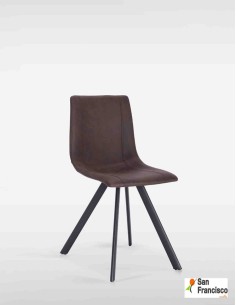 Silla de diseño Industrial tapizado en tejido envejecido color marrón chocolate.