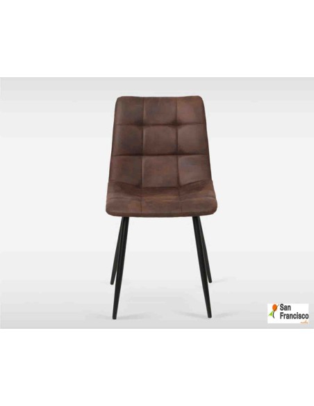 Silla Vintage Industrial tapizado color Chocolate