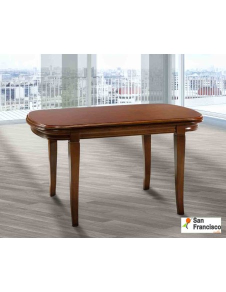 Mesa de comedor fabricada en madera maciza, de 165x90cm extensible a 280x90cm