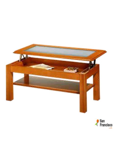 Mesa de centro elevable clásica en color cerezo de 105x55x47cm