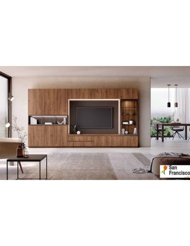 Libreria de 275cm de gran capacidad y diseño, terminada en color Samoa, Muebles San Francisco Madrid