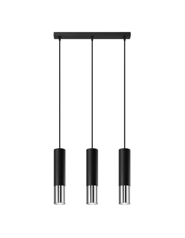 Lámpara colgante LOOPEZ 3L negro/cromo