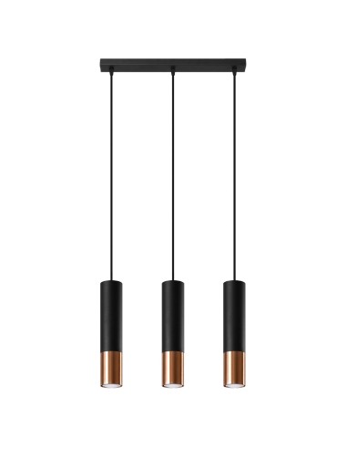 Lámpara colgante LOOPEZ 3L negro/cobre