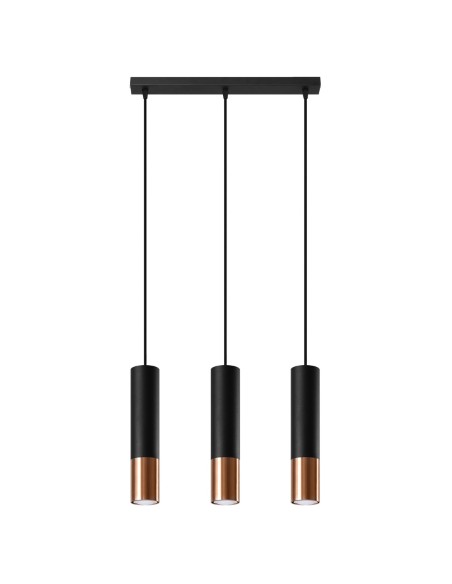 Lámpara colgante LOOPEZ 3L negro/cobre