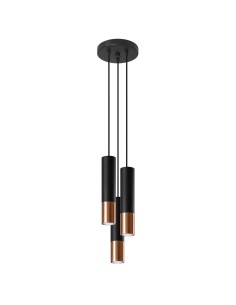 Lámpara colgante LOOPEZ 3P negro/cobre