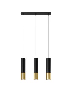 Lámpara colgante LOOPEZ 3L negro/dorado