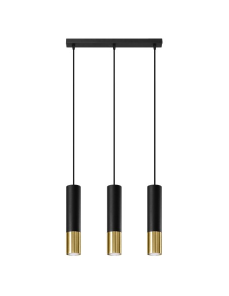 Lámpara colgante LOOPEZ 3L negro/dorado