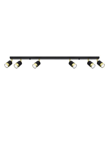 Lámpara de techo NERO 6 negro/dorado
