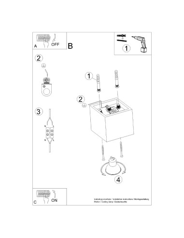 Lámpara de techo QUAD 1 gris
