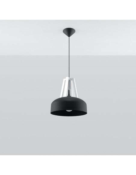 Lámpara colgante CASCO negro/blanco