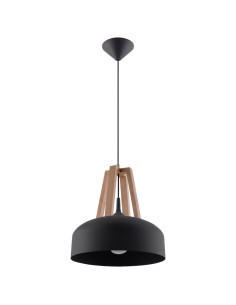 Lámpara colgante CASCO negro/madera natural 2