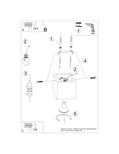 Lámpara de techo QUAD hormigón