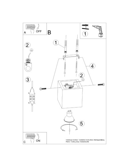 Lámpara de techo QUAD hormigón