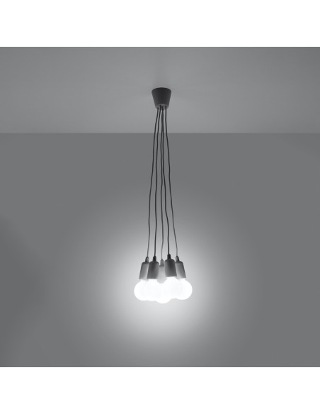 Lámpara colgante DIEGO 5 gris
