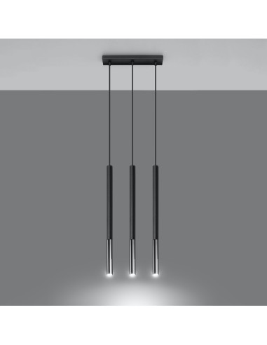 Lámpara colgante MOZAICA 3L negro/cromo