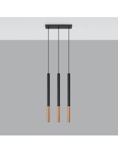 Lámpara colgante MOZAICA 3L negro/cobre 2