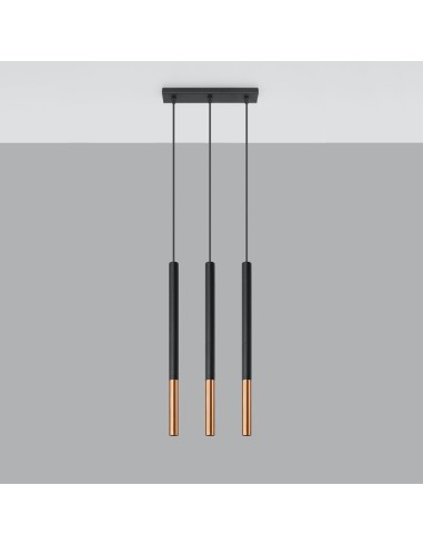 Lámpara colgante MOZAICA 3L negro/cobre