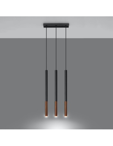 Lámpara colgante MOZAICA 3L negro/cobre