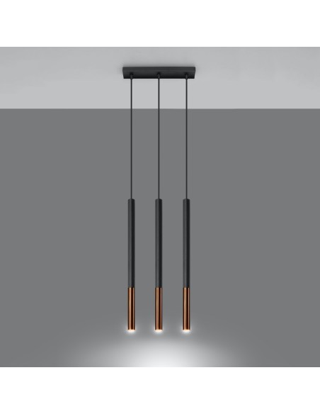 Lámpara colgante MOZAICA 3L negro/cobre