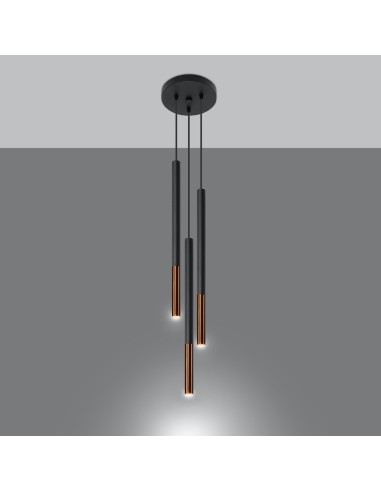 Lámpara colgante MOZAICA 3P negro/cobre