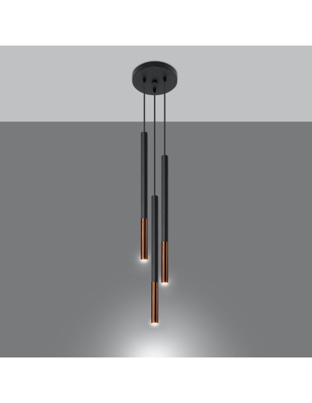 Lámpara colgante MOZAICA 3P negro/cobre
