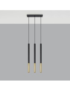 Lámpara colgante MOZAICA 3L negro/dorado 2