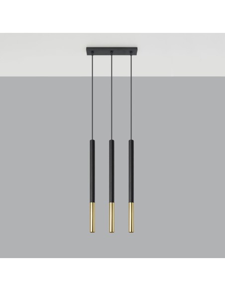 Lámpara colgante MOZAICA 3L negro/dorado