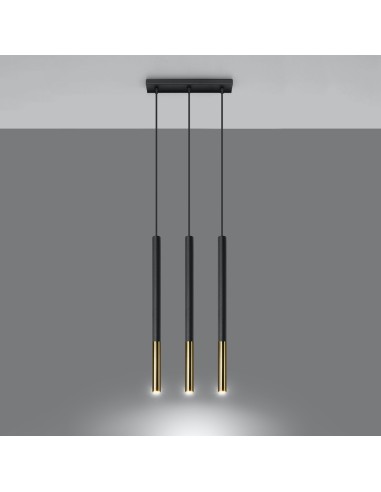 Lámpara colgante MOZAICA 3L negro/dorado