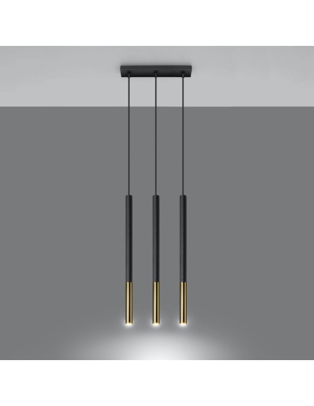 Lámpara colgante MOZAICA 3L negro/dorado