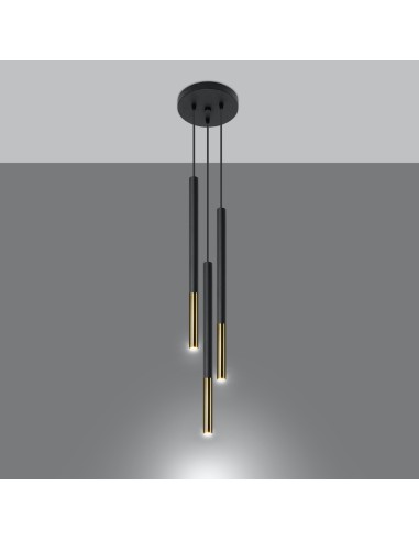 Lámpara colgante MOZAICA 3P negro/dorado