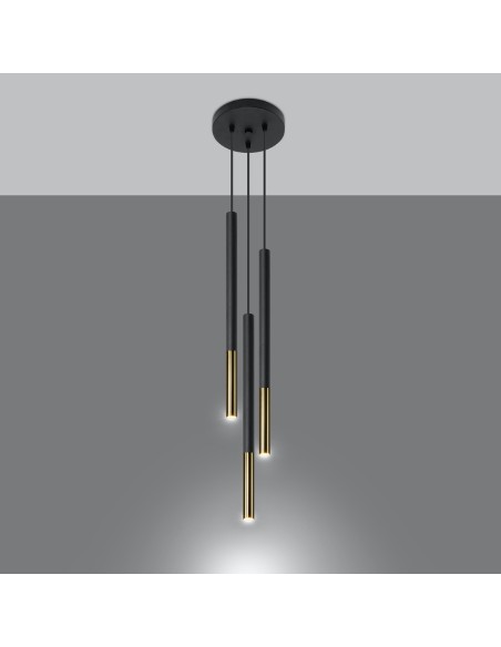 Lámpara colgante MOZAICA 3P negro/dorado