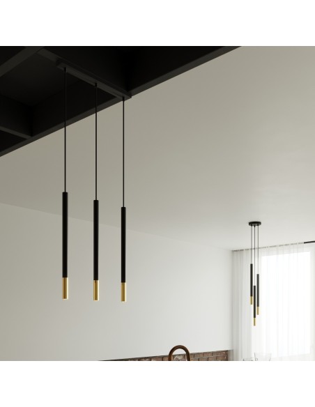 Lámpara colgante MOZAICA 3P negro/dorado