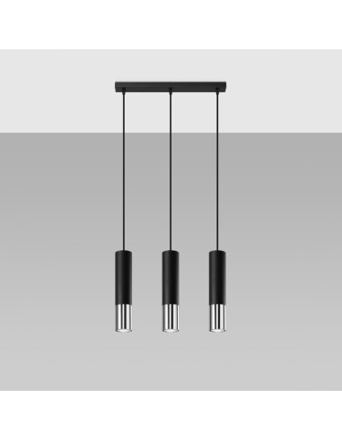 Lámpara colgante LOOPEZ 3L negro/cromo