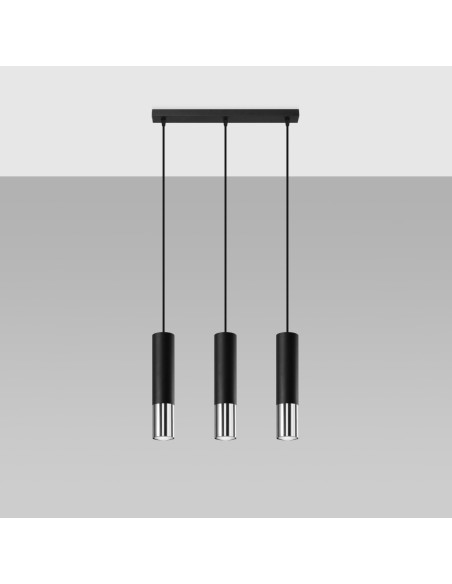 Lámpara colgante LOOPEZ 3L negro/cromo
