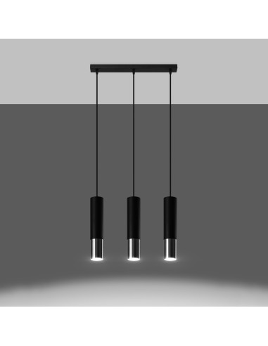 Lámpara colgante LOOPEZ 3L negro/cromo