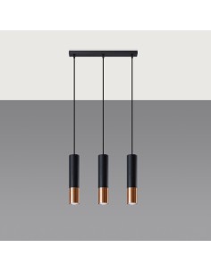 Lámpara colgante LOOPEZ 3L negro/cobre 2