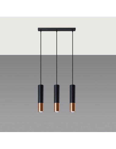 Lámpara colgante LOOPEZ 3L negro/cobre