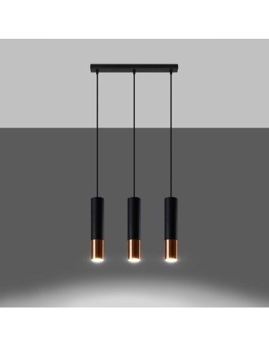 Lámpara colgante LOOPEZ 3L negro/cobre