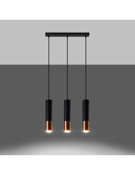 Lámpara colgante LOOPEZ 3L negro/cobre