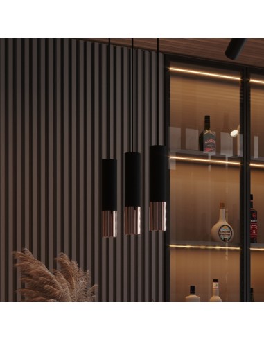 Lámpara colgante LOOPEZ 3L negro/cobre