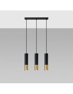 Lámpara colgante LOOPEZ 3L negro/dorado 2