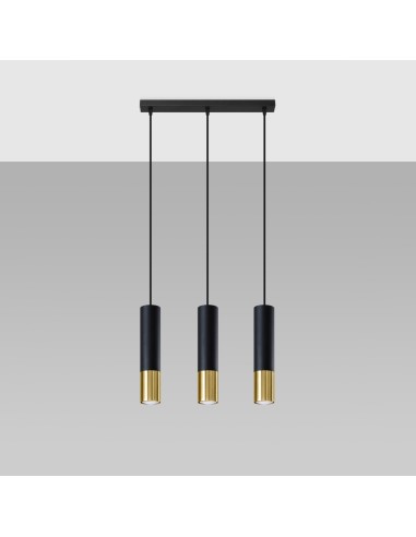 Lámpara colgante LOOPEZ 3L negro/dorado
