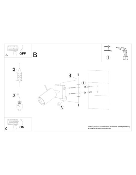Aplique RING negro un interruptor