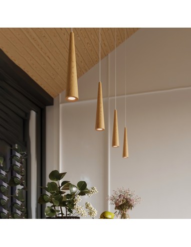 Lámpara colgante SULA 1 madera natural