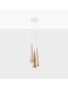 Lámpara colgante SULA 3P madera natural 2