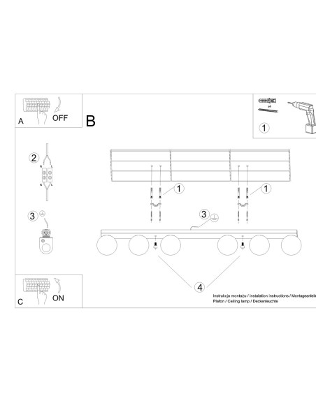 Lámpara de techo YOLI 6 negra