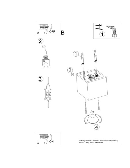 Lámpara de techo QUAD 1 oro