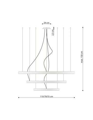 Lámpara RIO 3 55/78/110 dorada LED 3000K